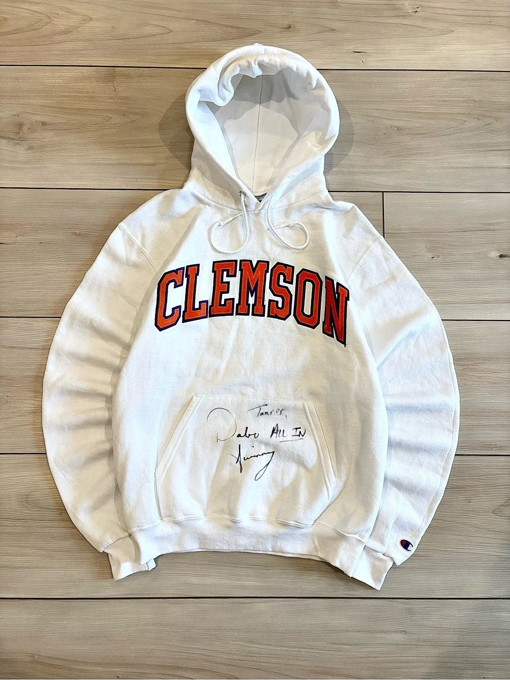 Y2K Champion Clemson Tigers College Fleece Pullover Hoodie unknown autograph